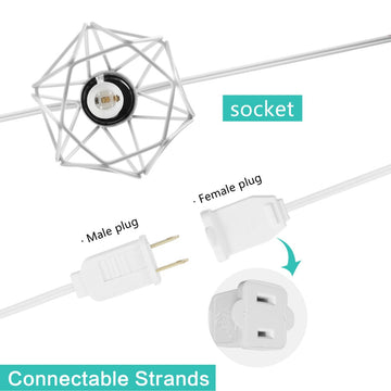 Indoor/Outdoor 10 ft. Contemporary Transitional Incandescent G40 Diamond Cage String Lights